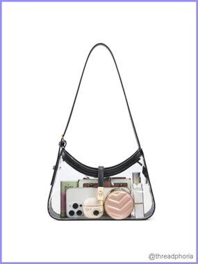 Clear Shoulder Bag for Stadium Events, Small Transparent Purse with Adjustable